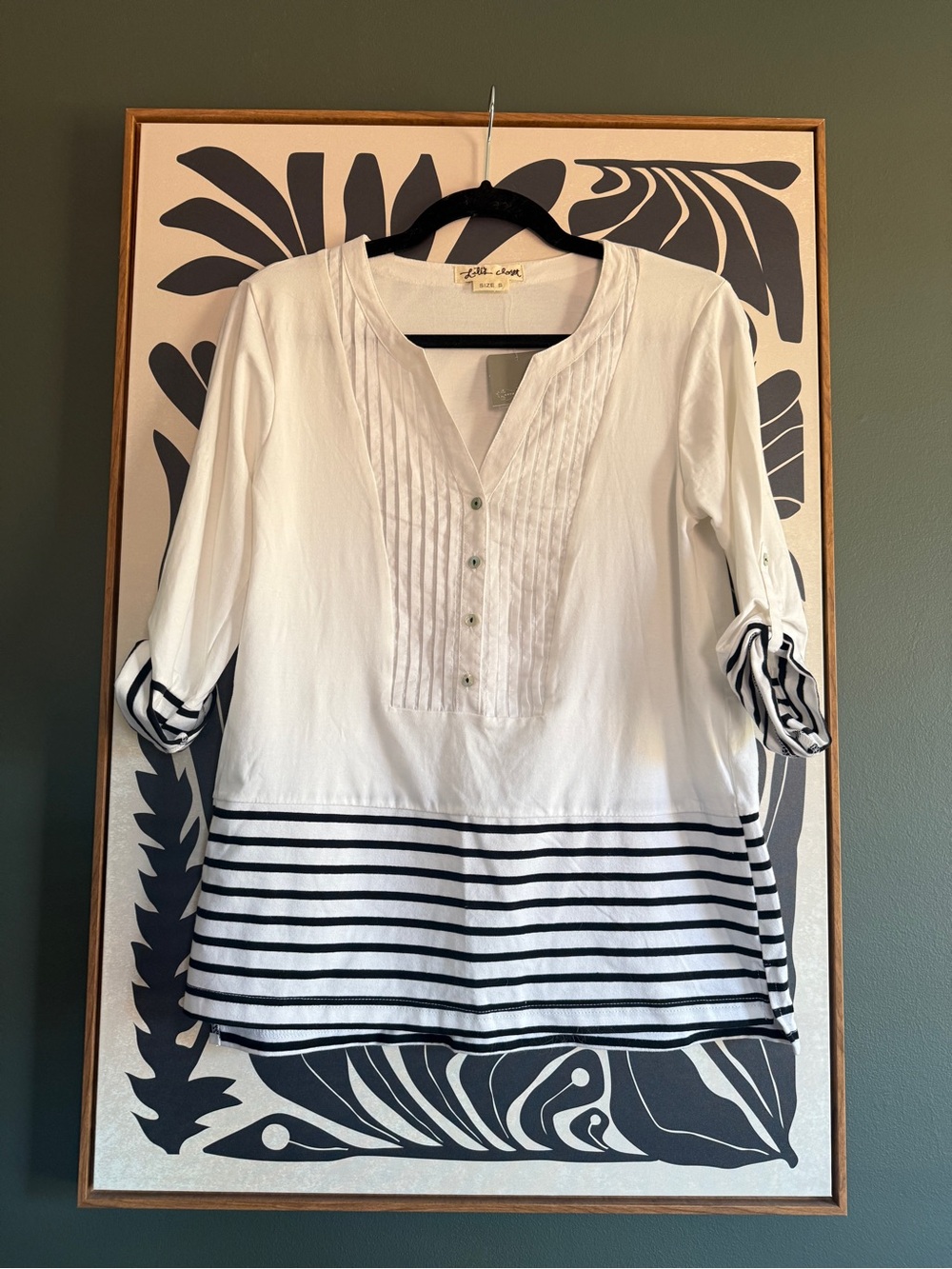 NWT Anthropologie Lili’s Closet 3/4 sleeve striped top Size Small